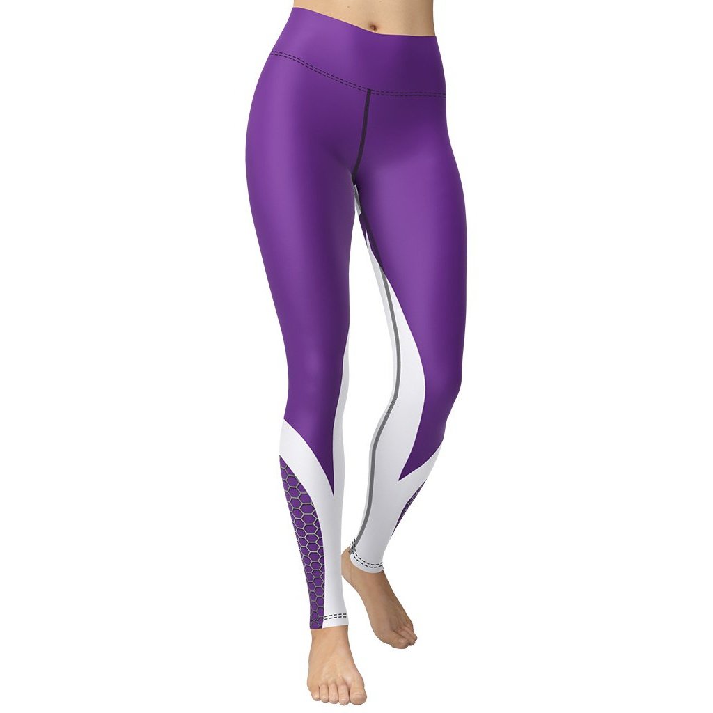 Beehive Geometric Yoga Leggings Velvet Purple