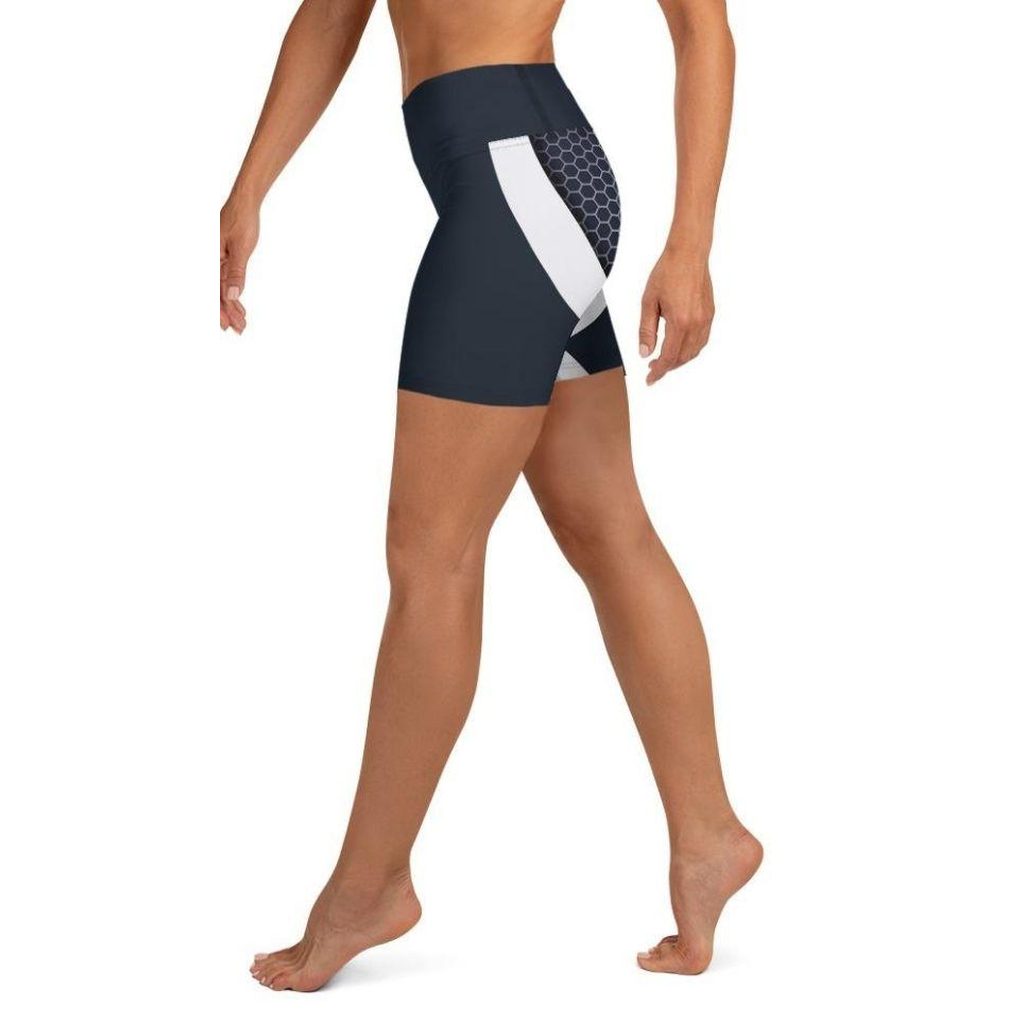 Beehive Geometric Yoga Shorts Navy Blue