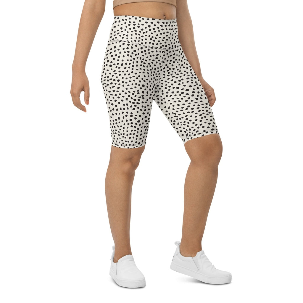 Beige Polka Dot Pattern Biker Shorts