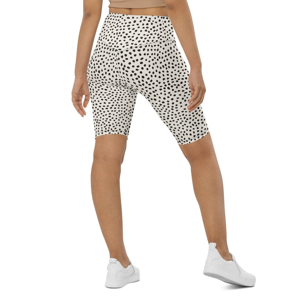 Beige Polka Dot Pattern Biker Shorts