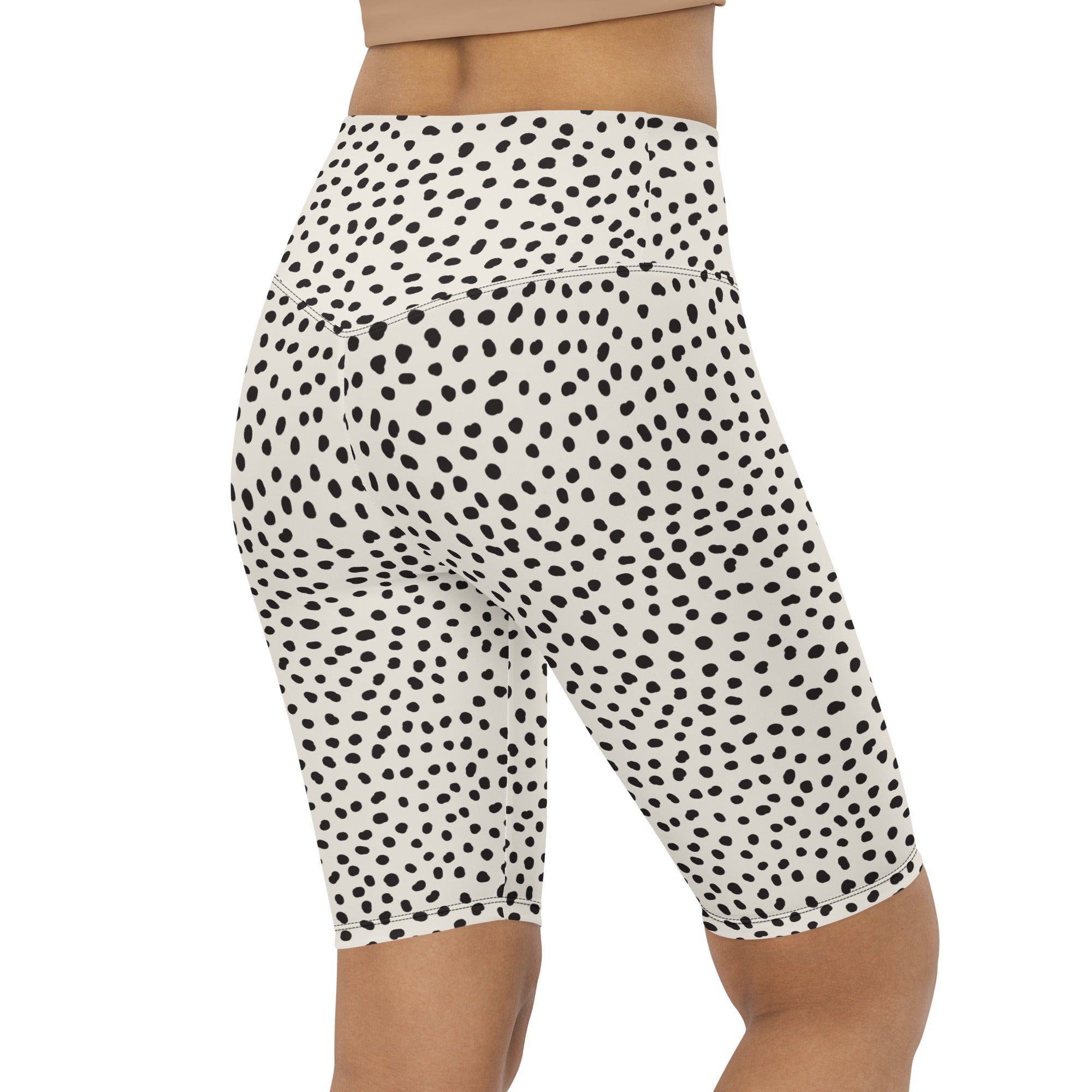 Beige Polka Dot Pattern Biker Shorts