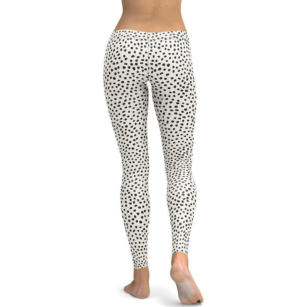 Beige Polka Dot Pattern Leggings