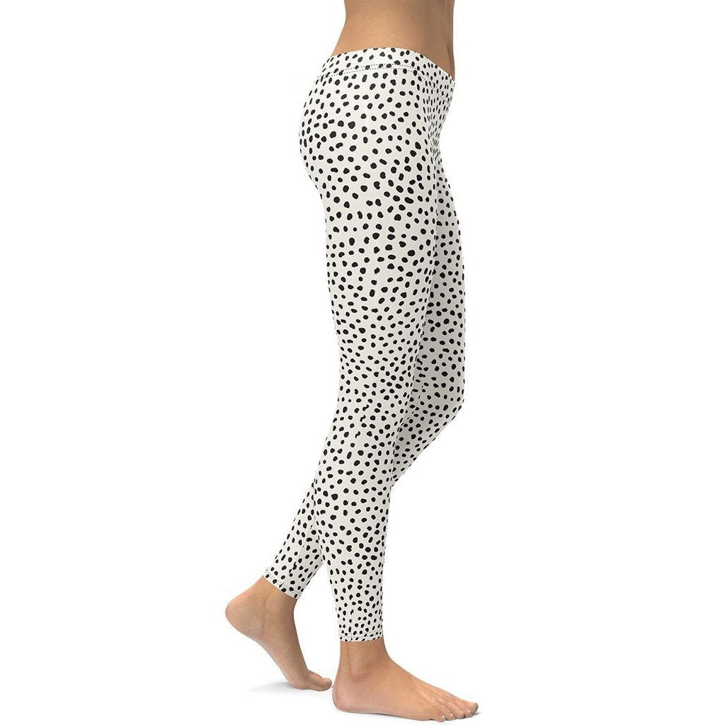 Beige Polka Dot Pattern Leggings