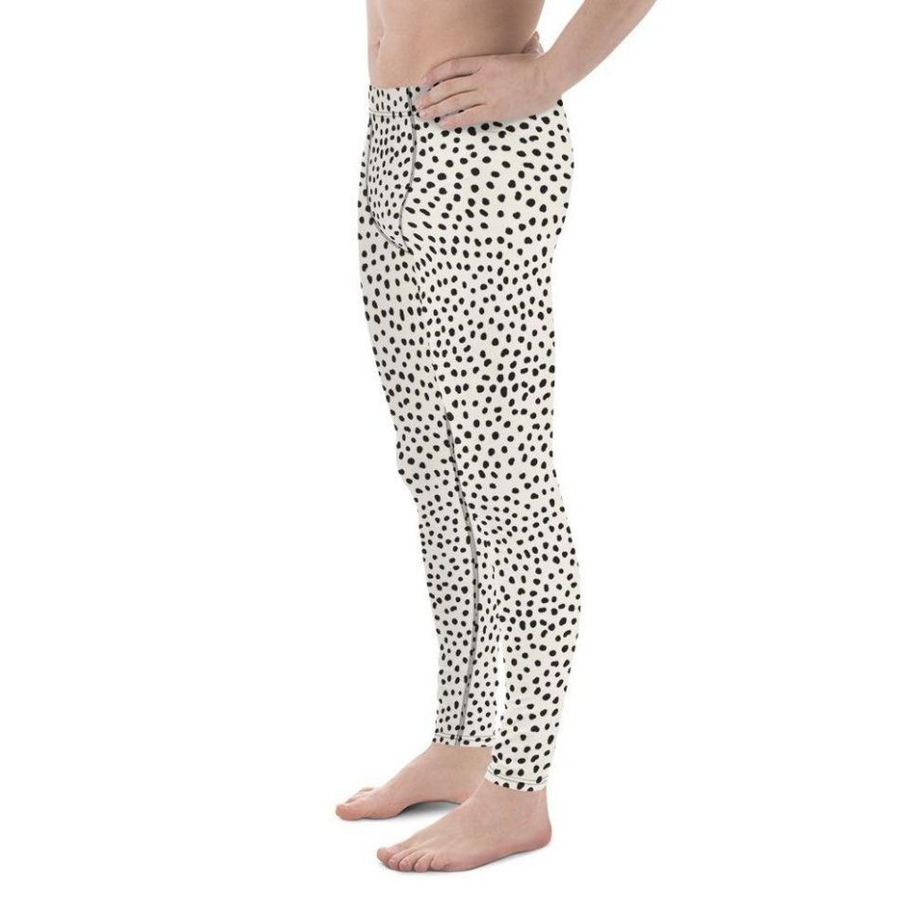 Beige Polka Dot Pattern Men's Leggings