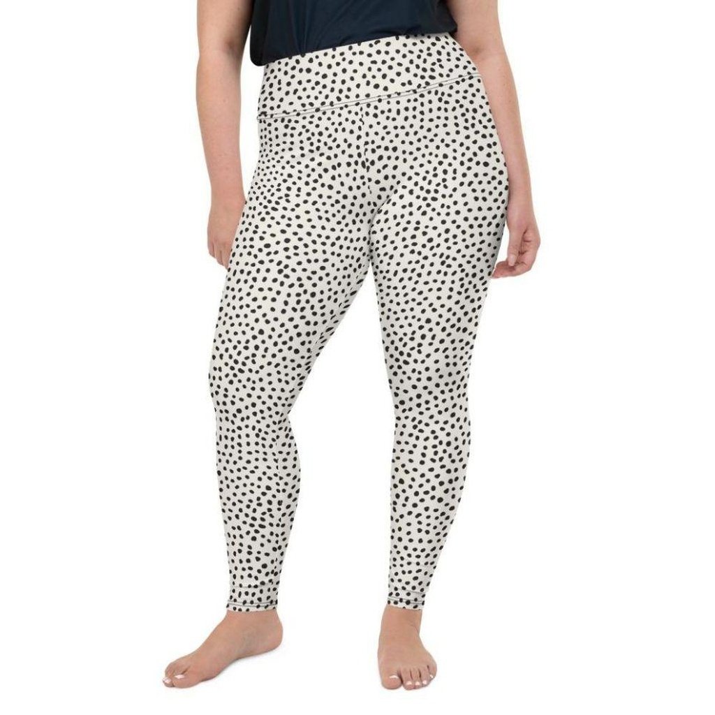Beige Polka Dot Pattern Plus Size Leggings