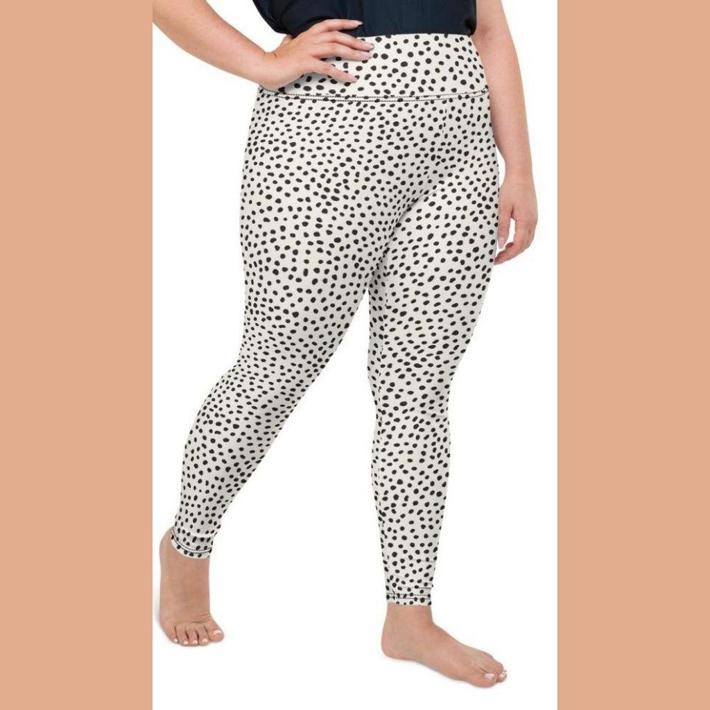 Beige Polka Dot Pattern Plus Size Leggings