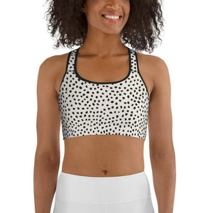 Beige Polka Dot Pattern Sports Bra