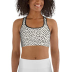 Beige Polka Dot Pattern Sports Bra