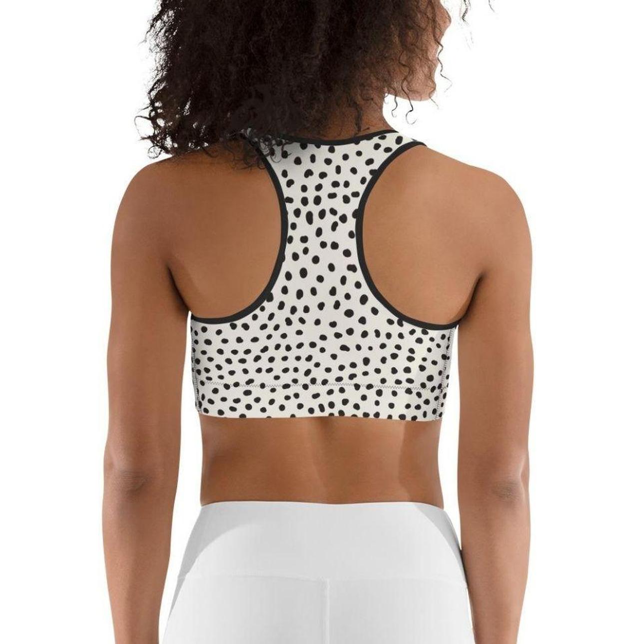 Beige Polka Dot Pattern Sports Bra