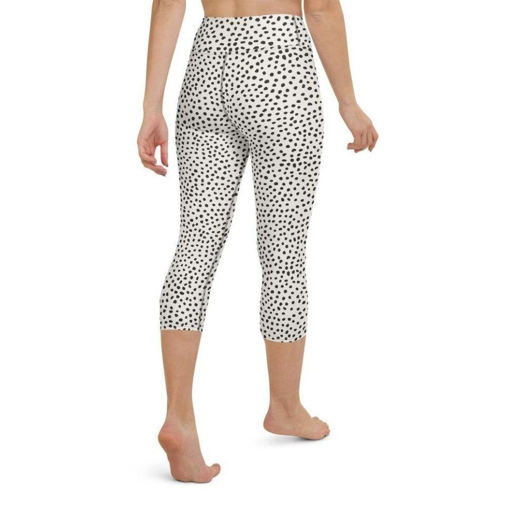 Beige Polka Dot Pattern Yoga Capris