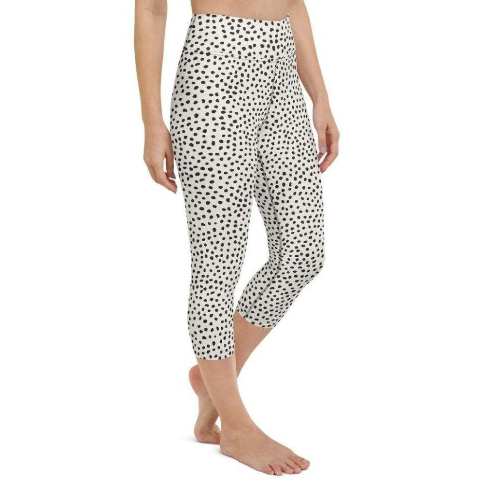 Beige Polka Dot Pattern Yoga Capris
