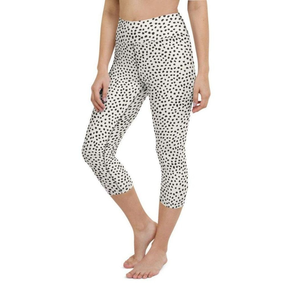 Beige Polka Dot Pattern Yoga Capris