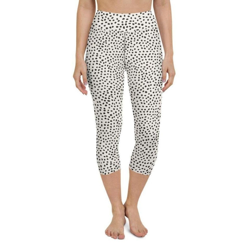 Beige Polka Dot Pattern Yoga Capris