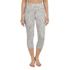 Beige Polka Dot Pattern Yoga Capris