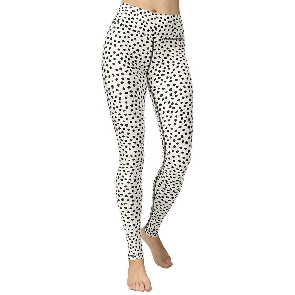 Beige Polka Dot Pattern Yoga Leggings