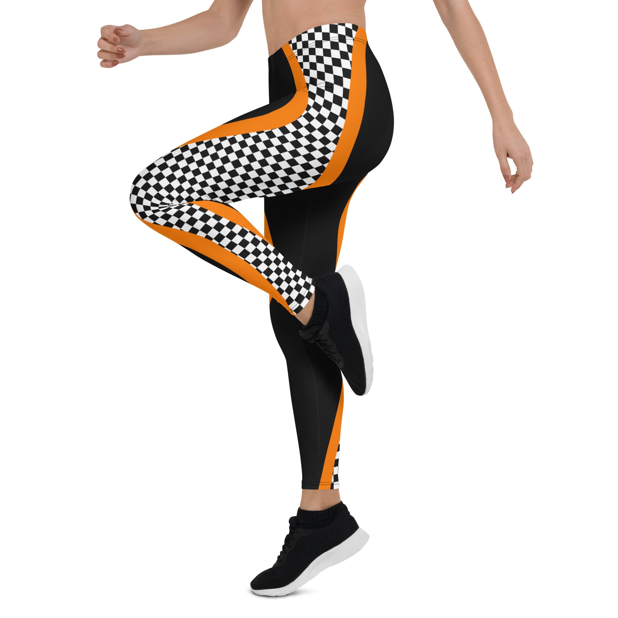 Black and Orange Checkered Sports Bra