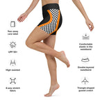 Black and Orange Checkered Yoga Shorts