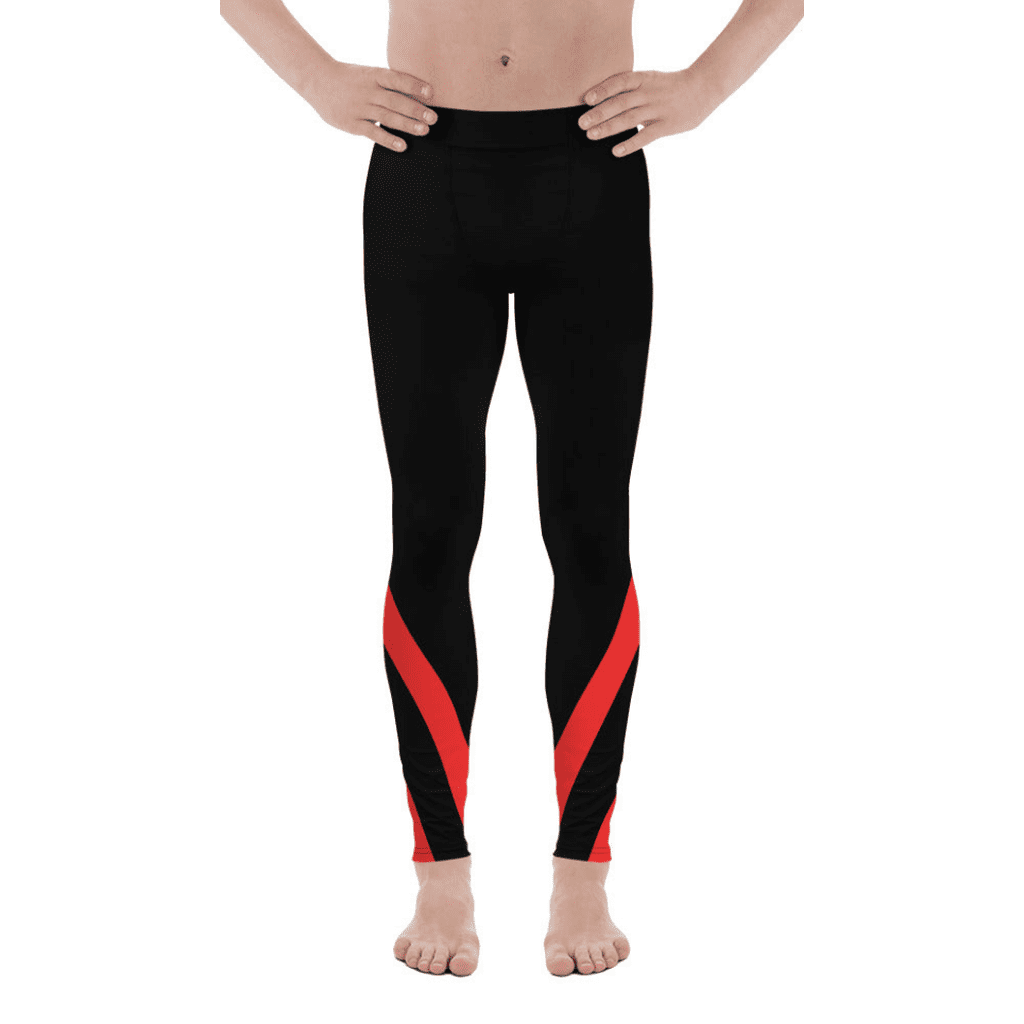 Black and Red Heart Shaped Men's Leggings