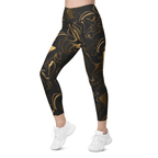 Black & Gold Leggings With Pockets