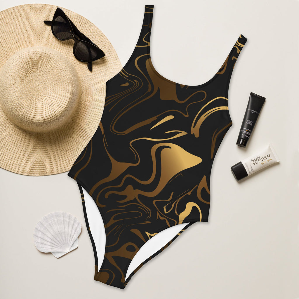 Black & Gold One-Piece Swimsuit