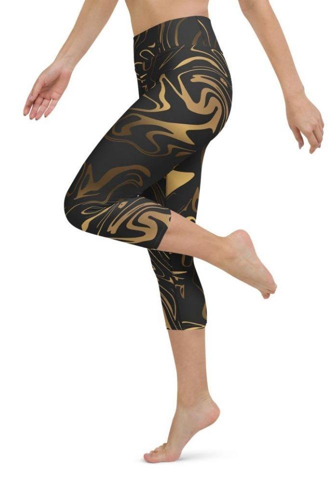 Black & Gold Yoga Capris