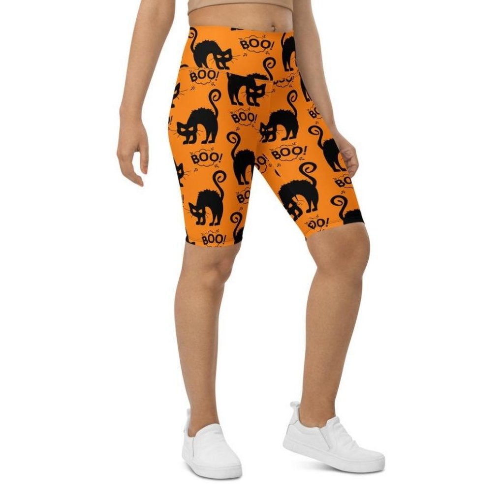 Black Kitty Halloween Biker Shorts