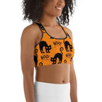 Black Kitty Halloween Sports Bra
