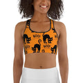 Black Kitty Halloween Sports Bra