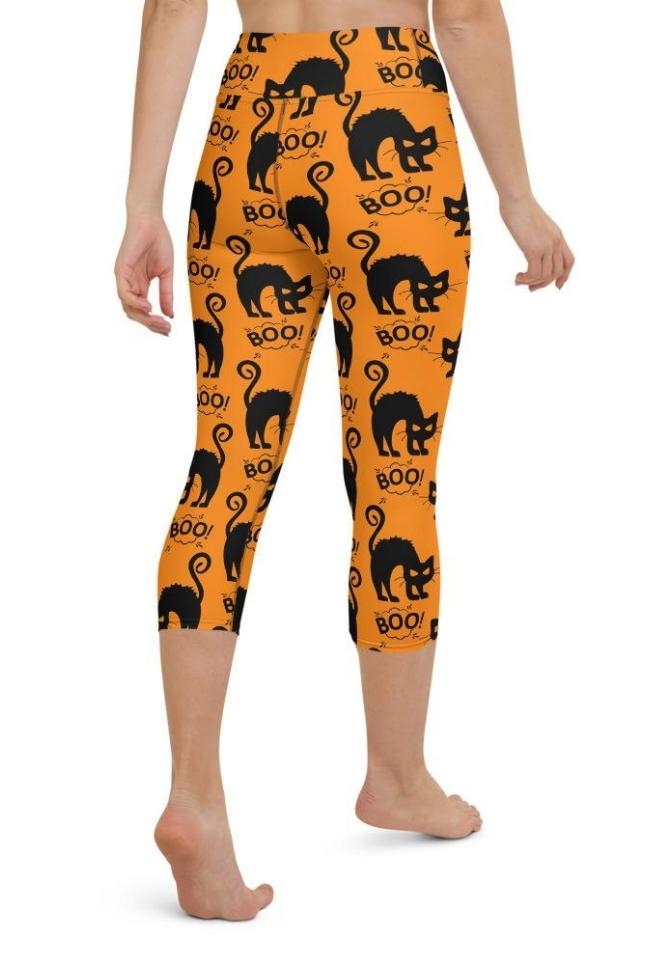 Black Kitty Halloween Yoga Capris