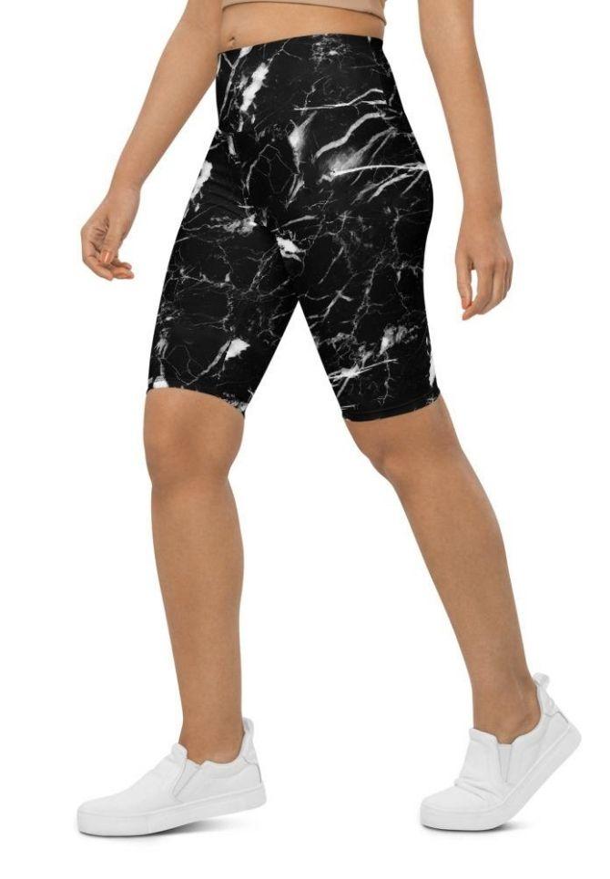 Black Marble Biker Shorts