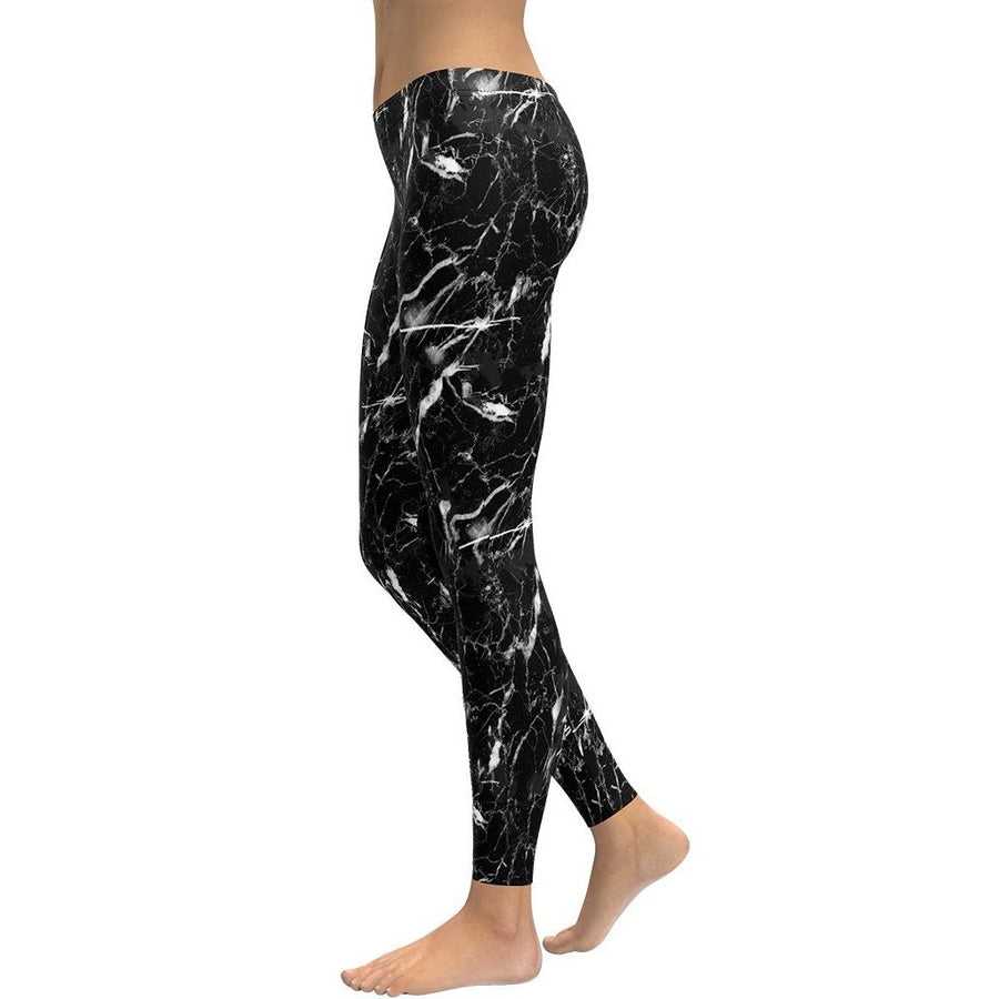 FourWay Stretchable Black Marble Leggings FIERCEPULSE