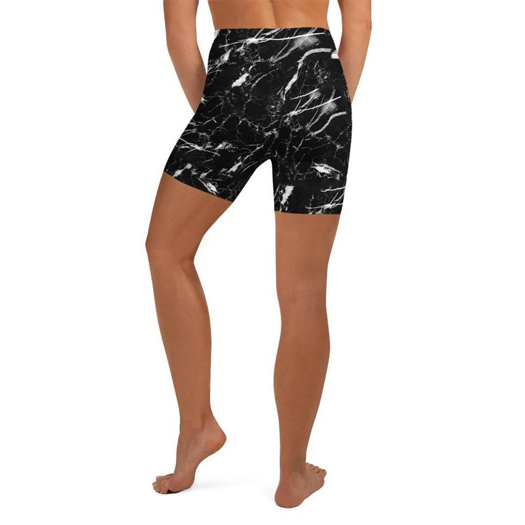 Black Marble Yoga Shorts