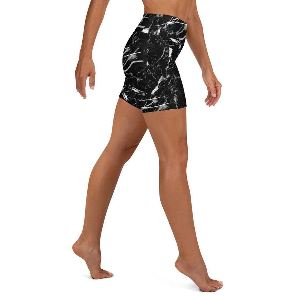 Black Marble Yoga Shorts