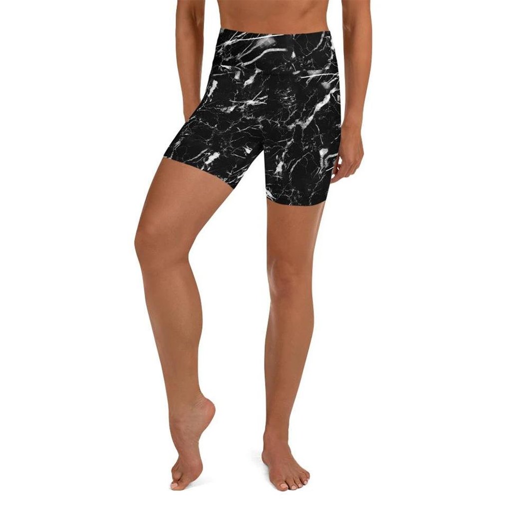 Black Marble Yoga Shorts