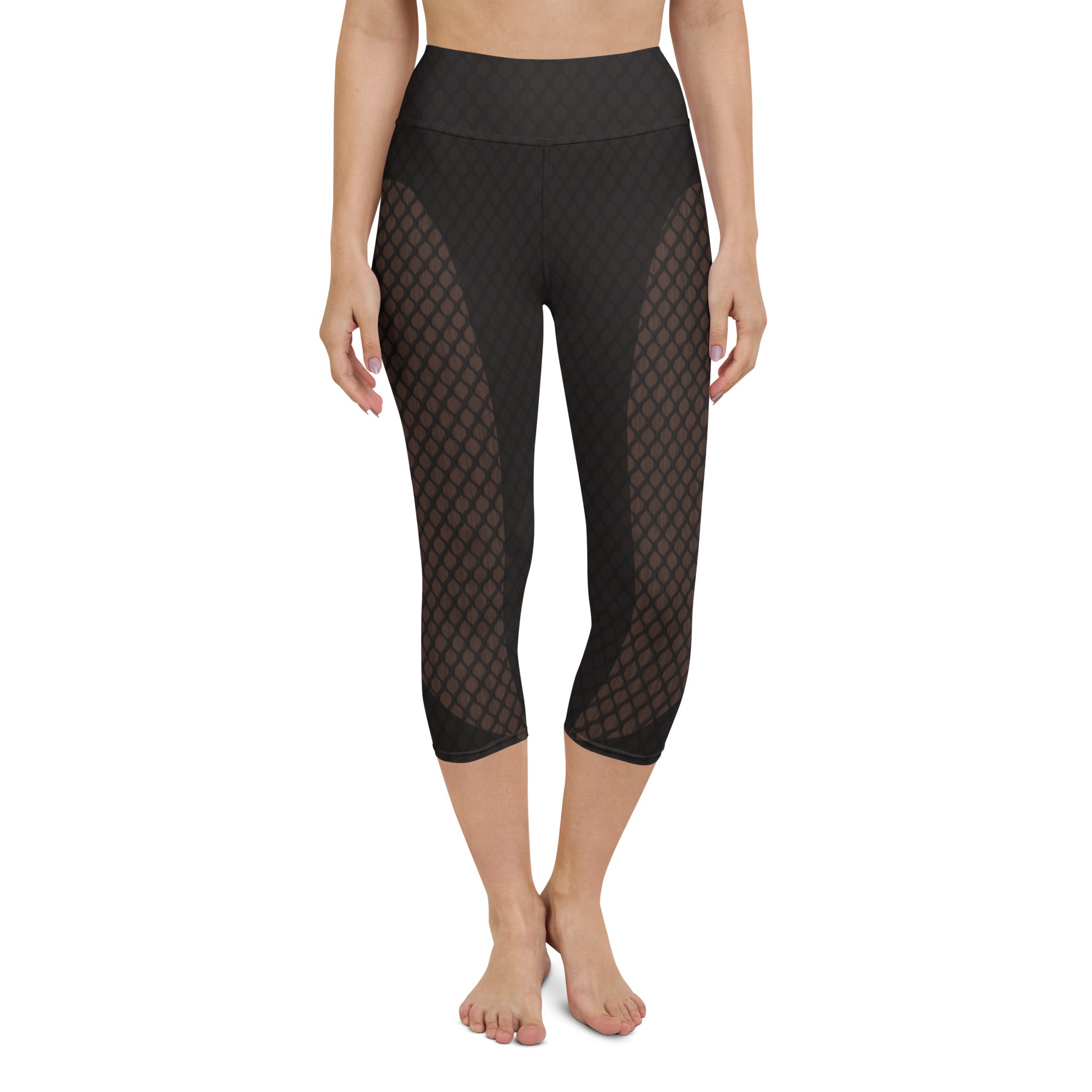 Black Mesh Yoga Capris