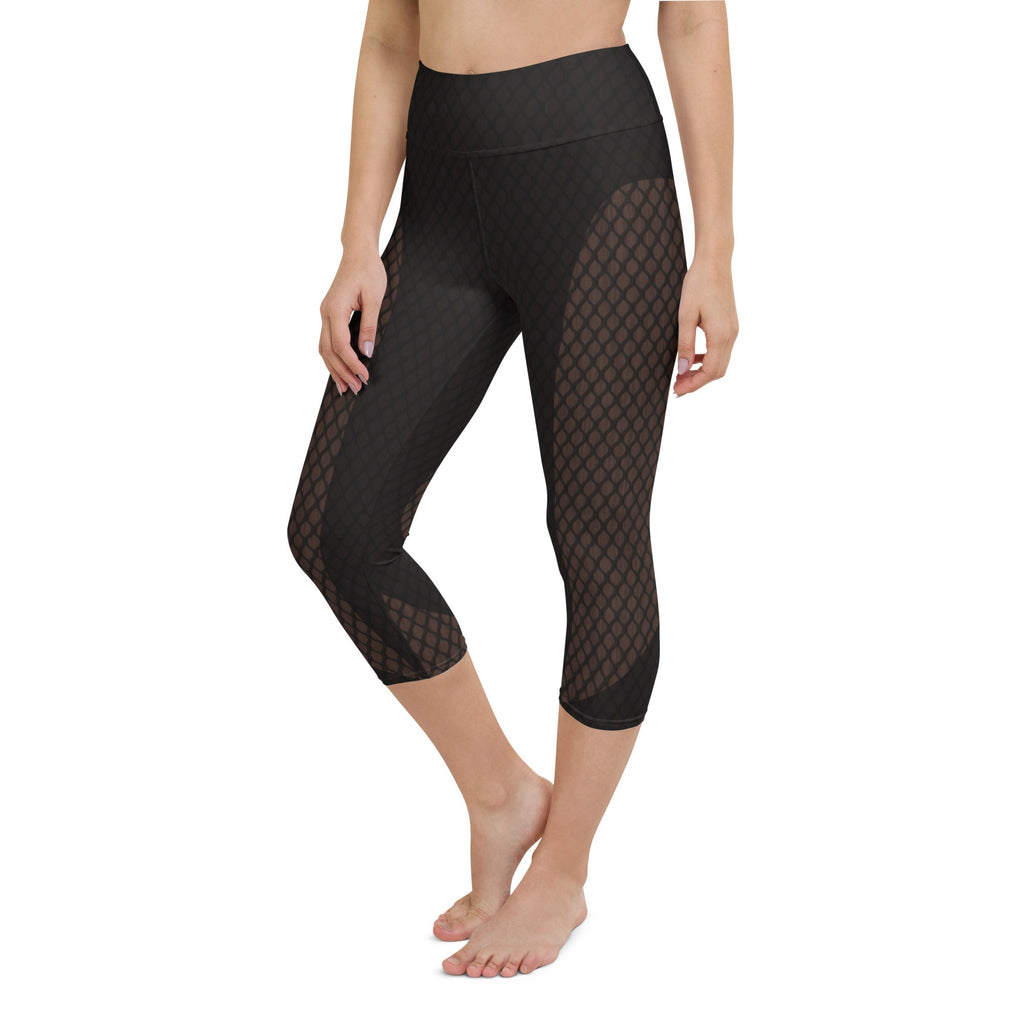Black Mesh Yoga Capris