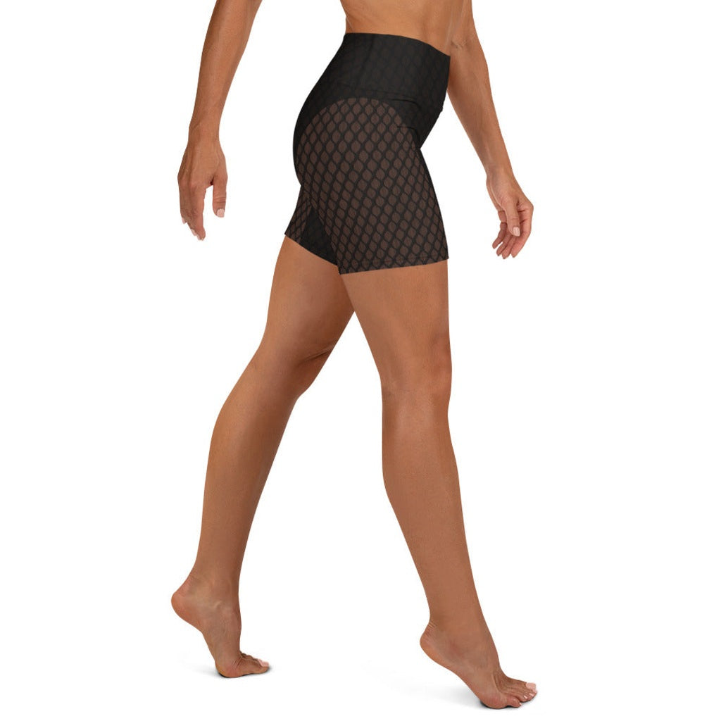 Black Mesh Yoga Shorts