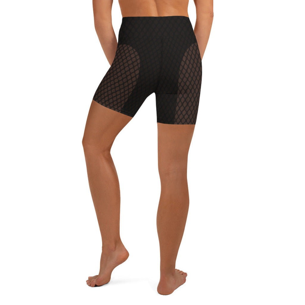 Black Mesh Yoga Shorts