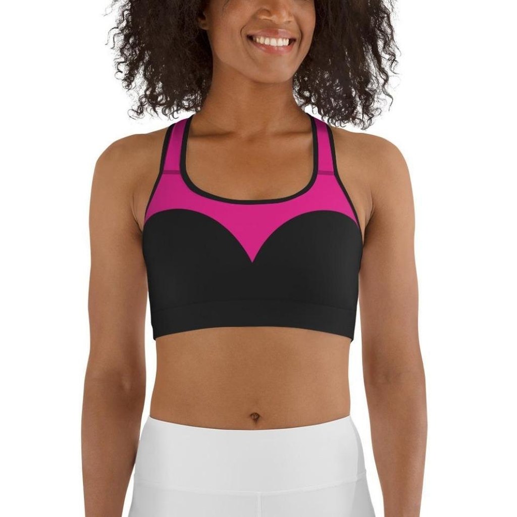 Black & Pink Heart Shaped Sports Bra