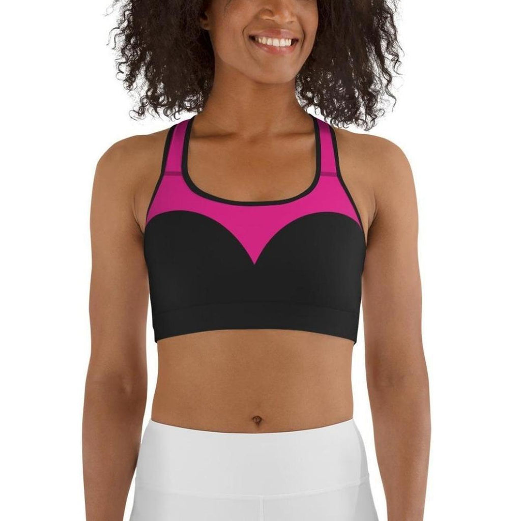 Black & Pink Heart Shaped Sports Bra