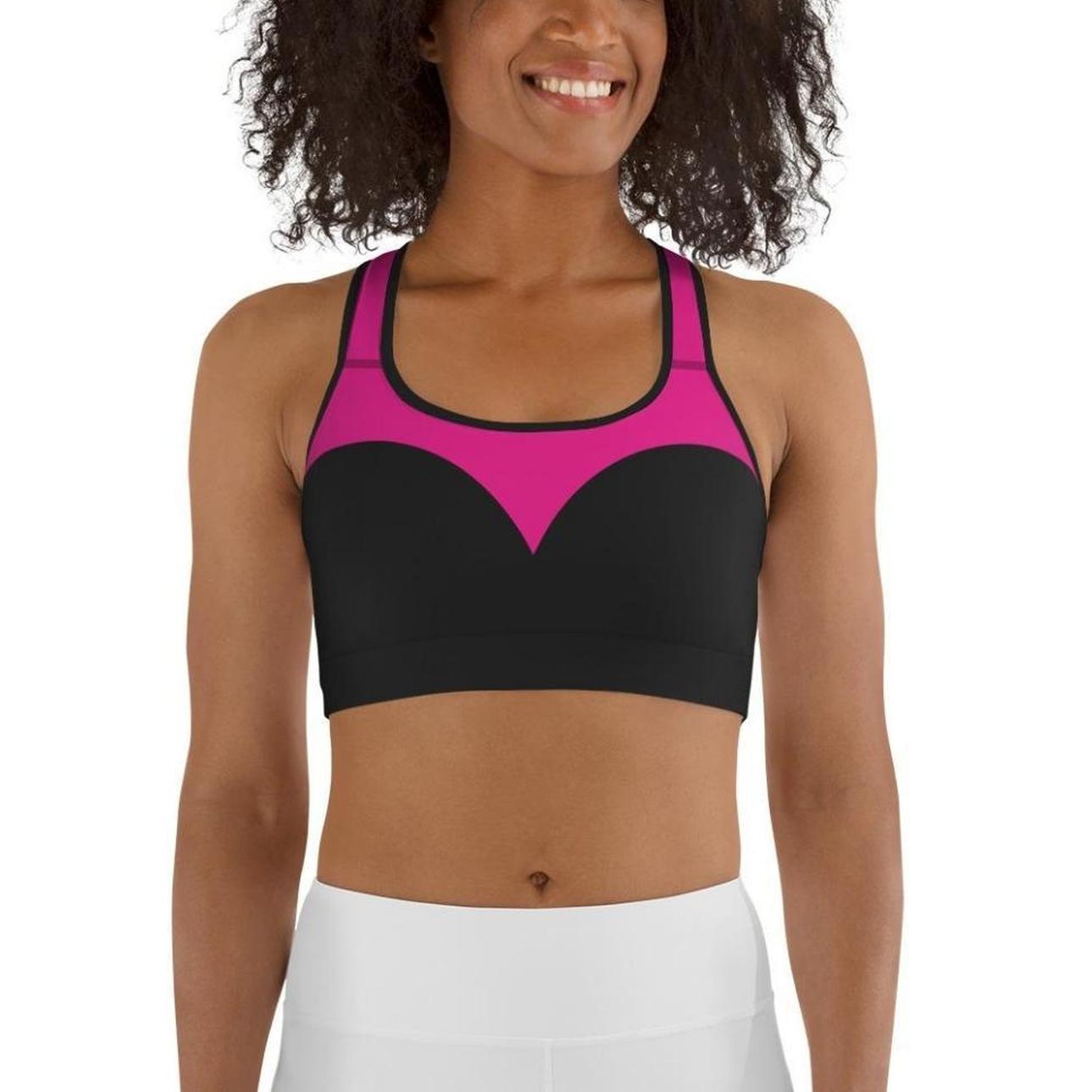 Black & Pink Heart Shaped Sports Bra