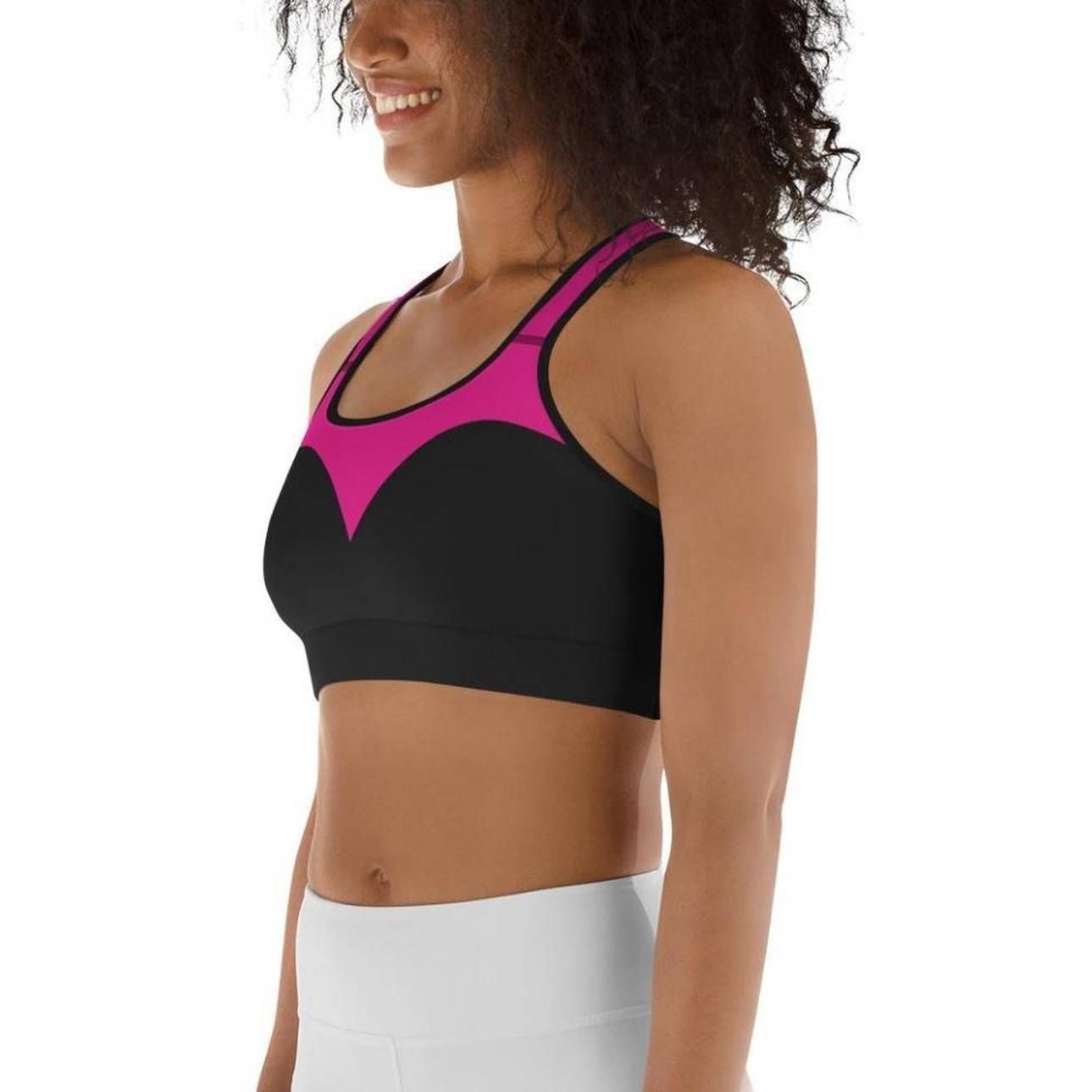 Black & Pink Heart Shaped Sports Bra