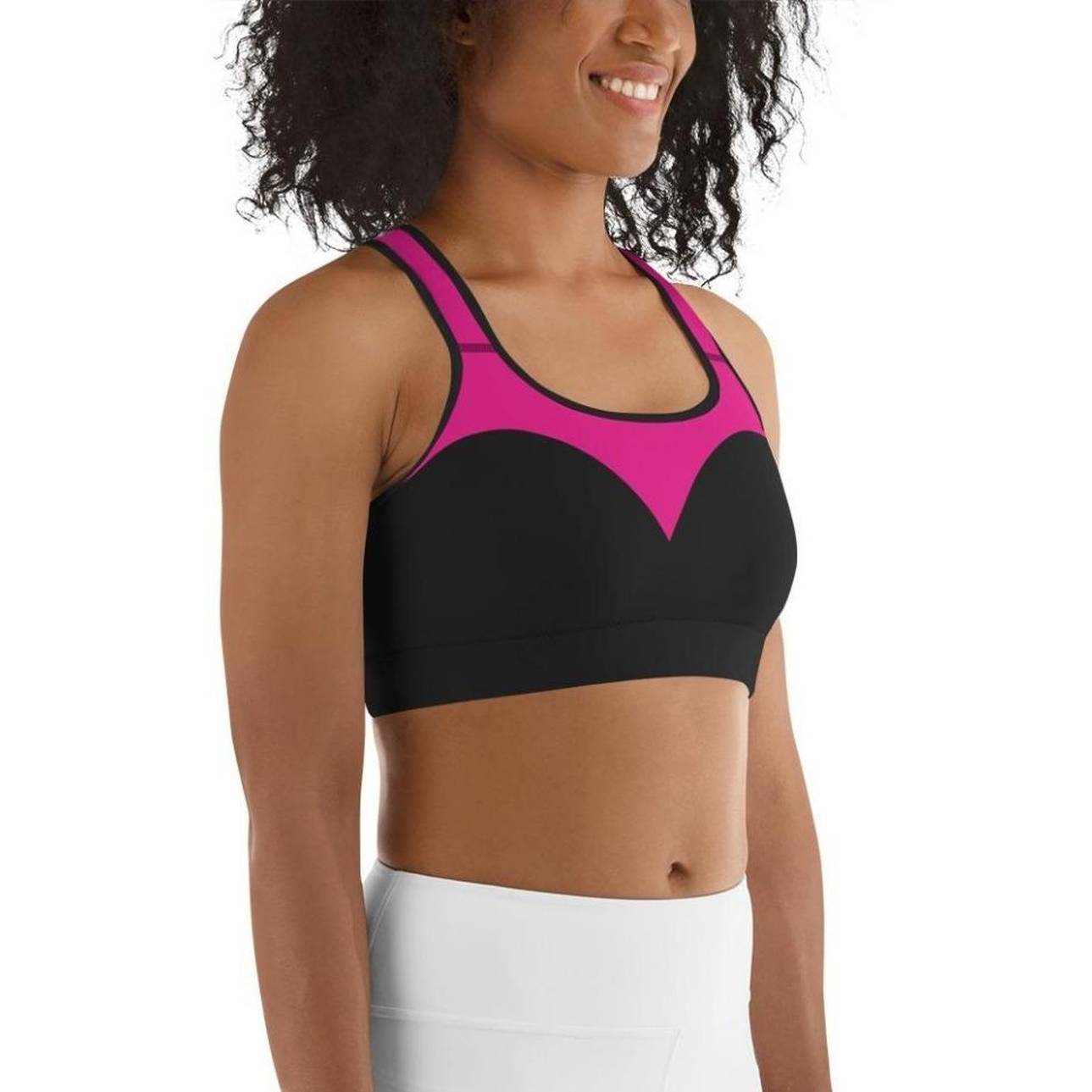 Black & Pink Heart Shaped Sports Bra