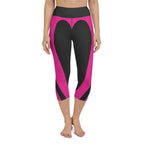 Black & Pink Heart Shaped Yoga Capris