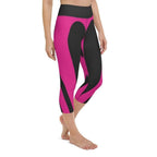 Black & Pink Heart Shaped Yoga Capris