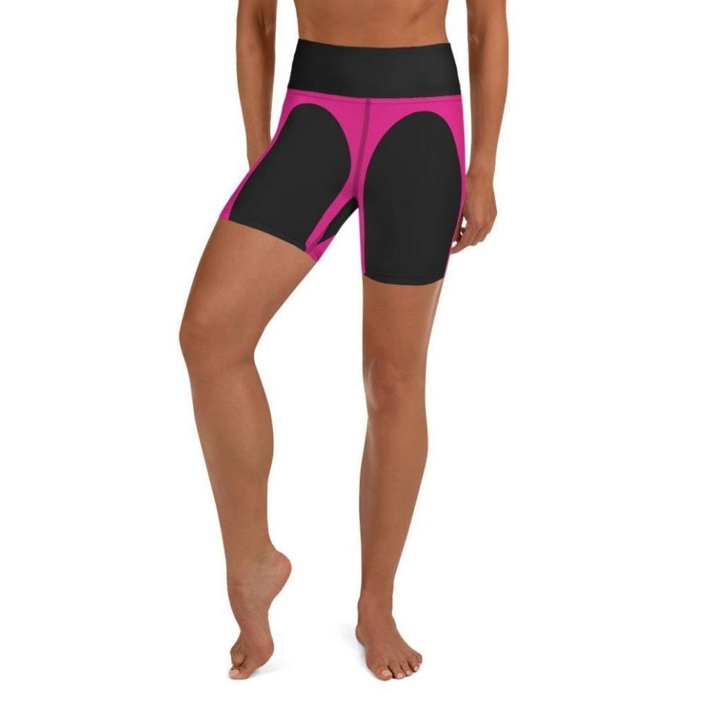 Black & Pink Heart Shaped Yoga Shorts