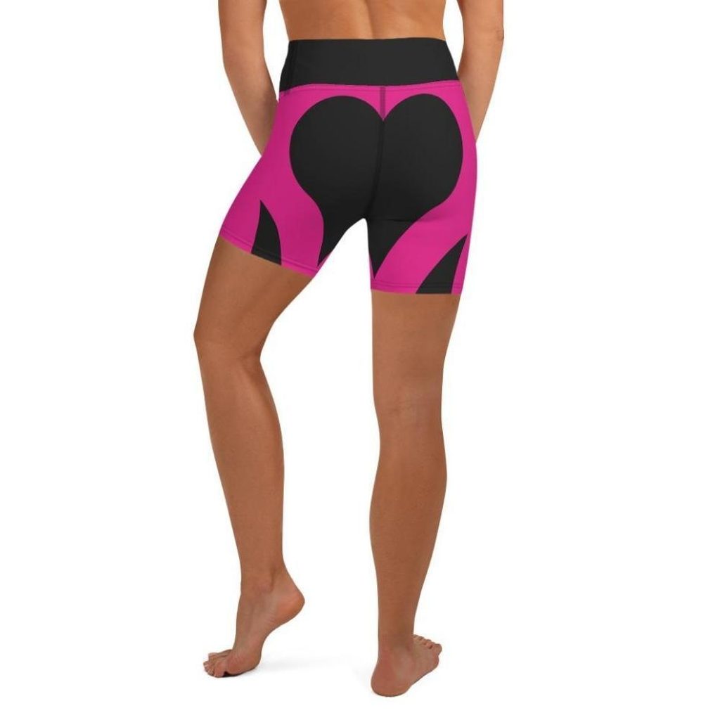 Black & Pink Heart Shaped Yoga Shorts