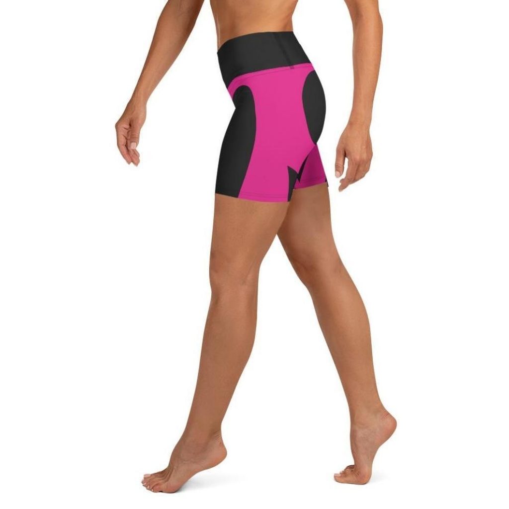 Black & Pink Heart Shaped Yoga Shorts