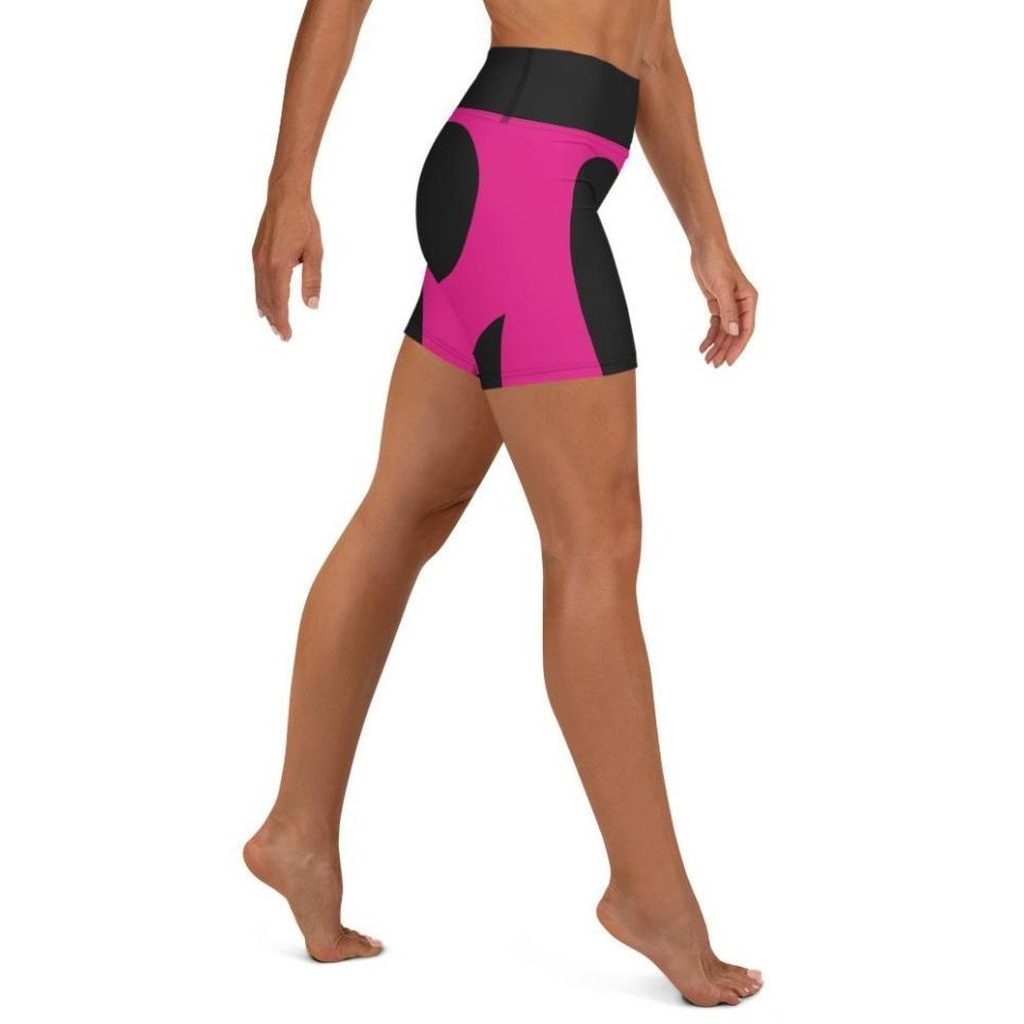 Black & Pink Heart Shaped Yoga Shorts