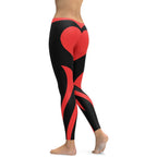 Black & Red Heart Shaped Leggings